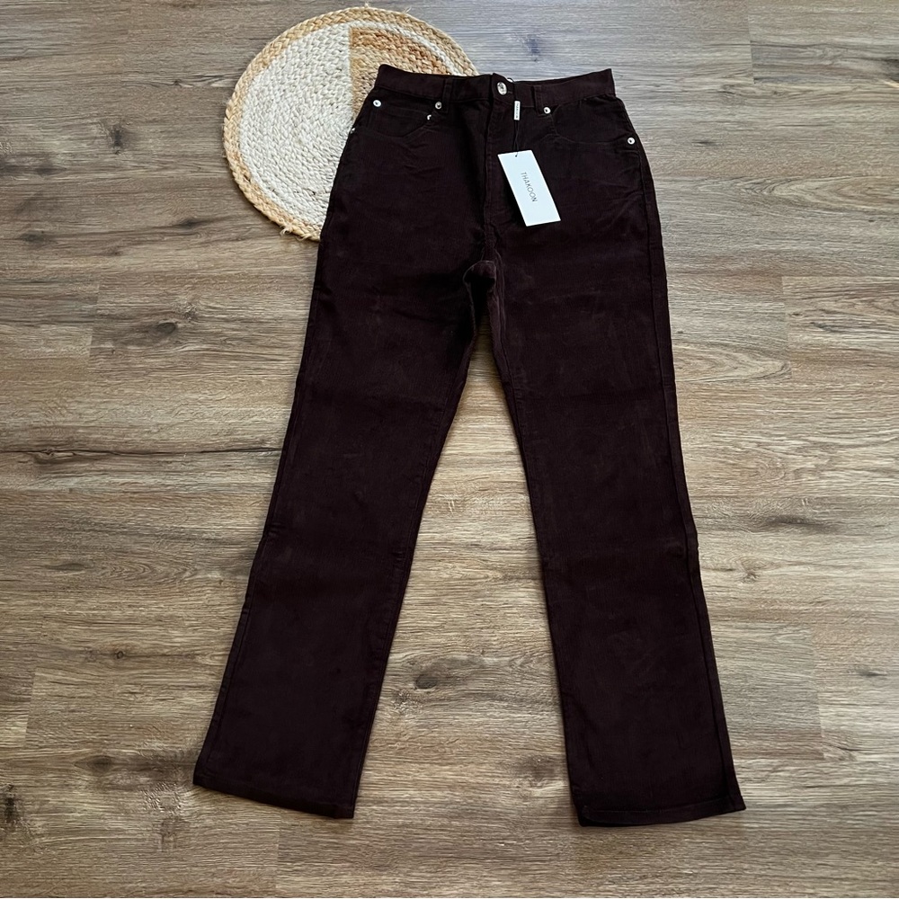 THAKOON High Rise Corduroy Pants in Chocolate Brown NWT